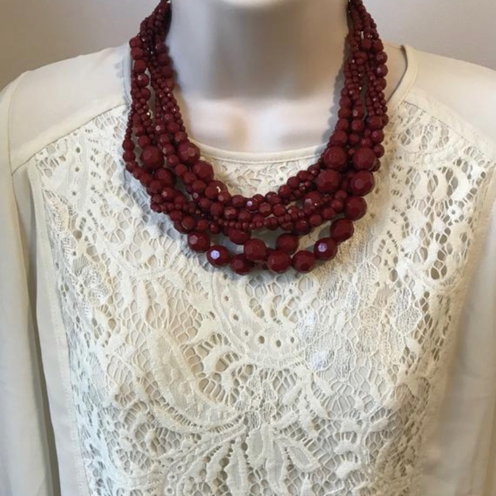 Cranberry Multi Layer Necklace